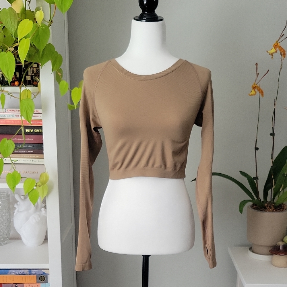 Alphalete Tan Long Sleeve Crop Top